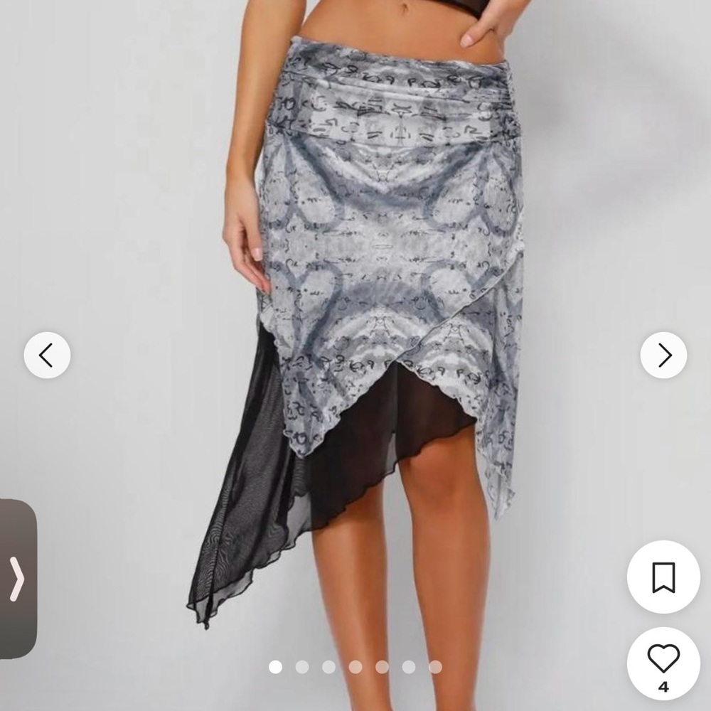 Tiger Mist Black and White Asymmetrical Midi Skirt